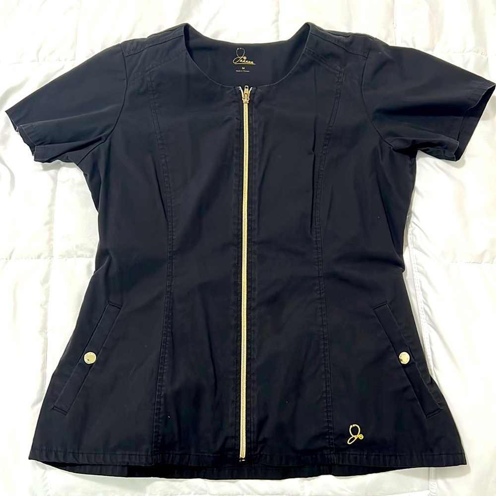 Jaanuu black scrub top size M